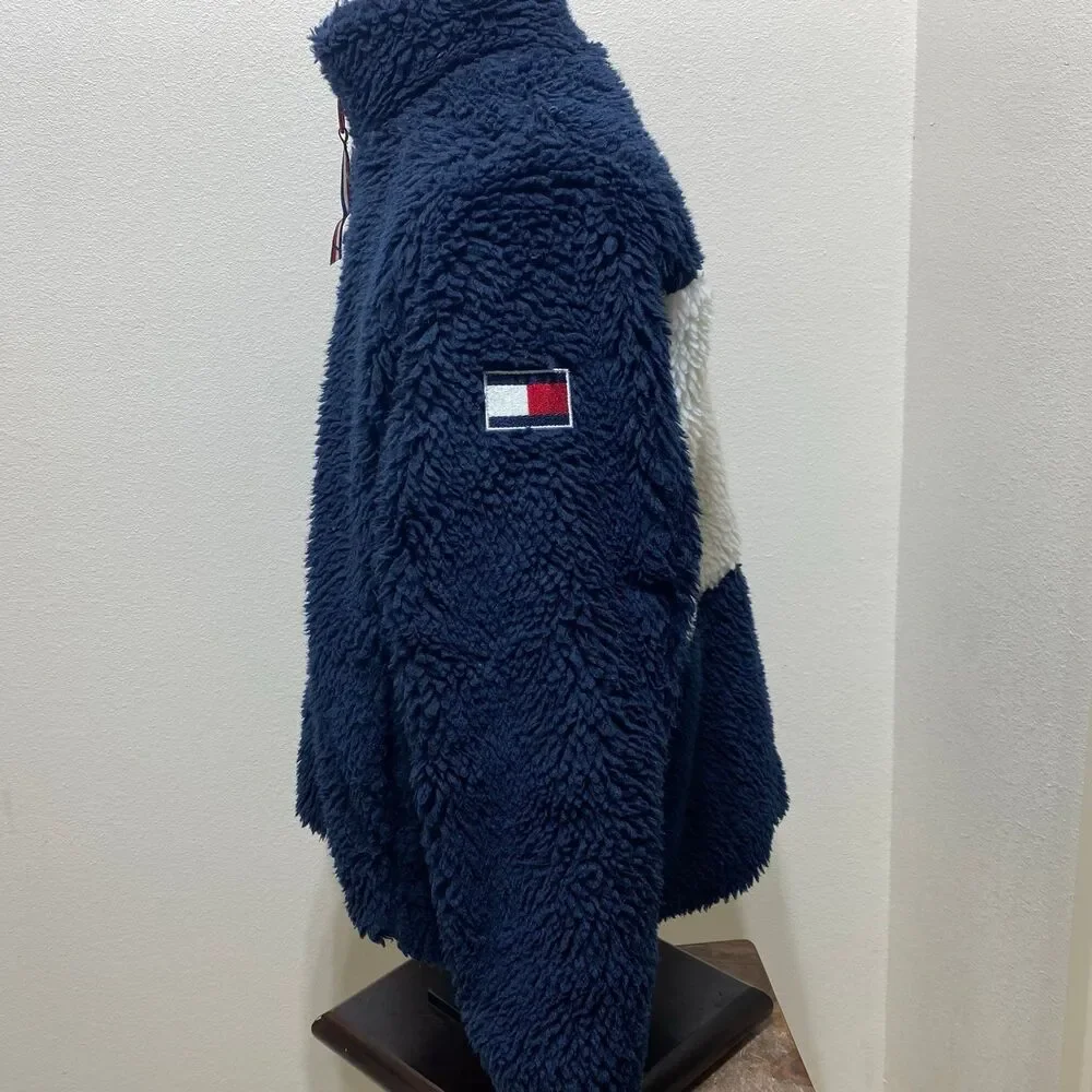 Tommy Hilfiger Women's Big Logo Color-Block Sherpa Full Zip Size Large Jacket - Picture 6 of 10